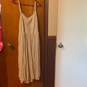 Old Navy Cream and Black Striped Midi Dress